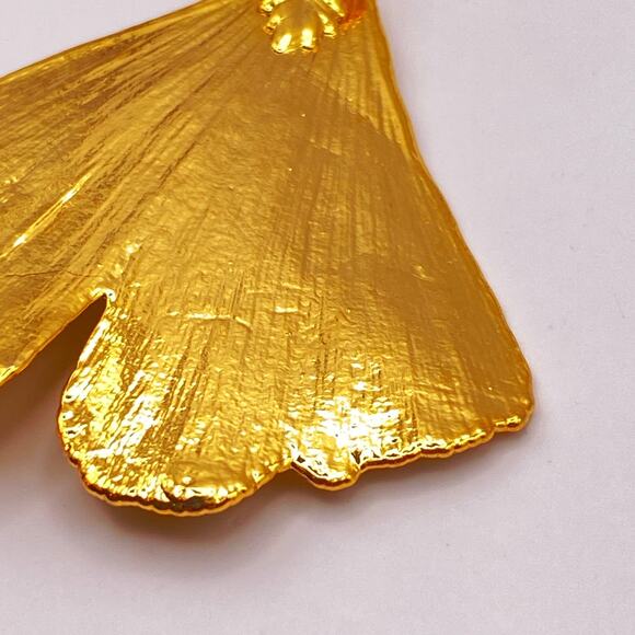 10K Gold Dipped Ginkgo Leaf Pendant - Picture 7 of 11